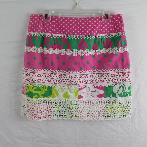 Lilly Pulitzer “Delightful Patch” Skirt Lace Trim Size 8 - Picture 5 of 8